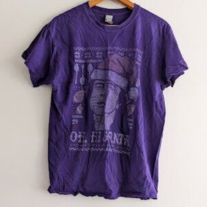 The Room Purple Ugly Sweater T-Shirt "Oh, Hi Santa" Size L